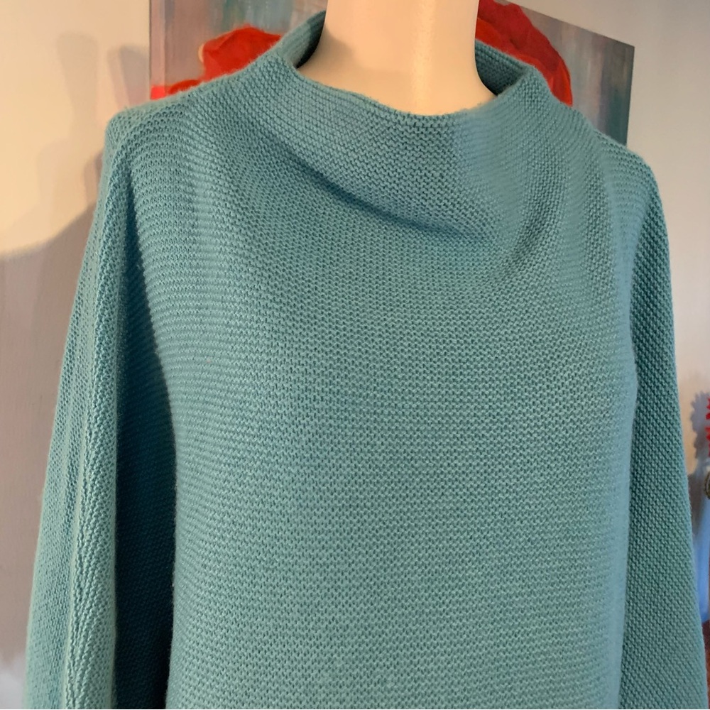 The Reset by R Label Wool Cashmere Blue Funnel Neck Sweater L/XL Top - Picture 2 of 10